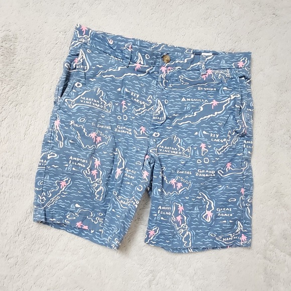 Vineyard Vines Other - Vineyard Vines Shorts Mens 32 Island Map Graphic Blue Marthas Vineyard Beach